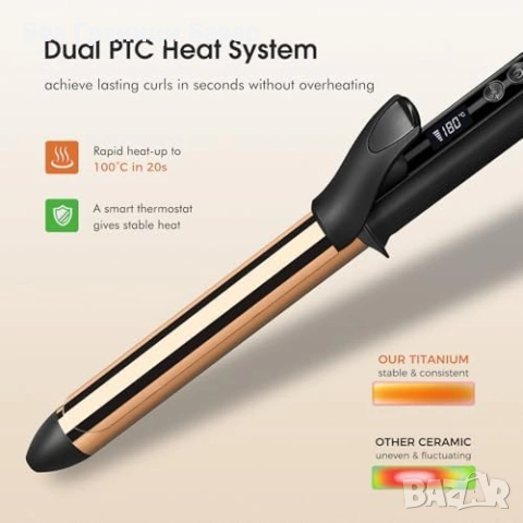 Нова Титаниева маша 25mm  бързо загряване 20 секунди автоизключване 2m кабел, снимка 3 - Маши за коса - 53523795