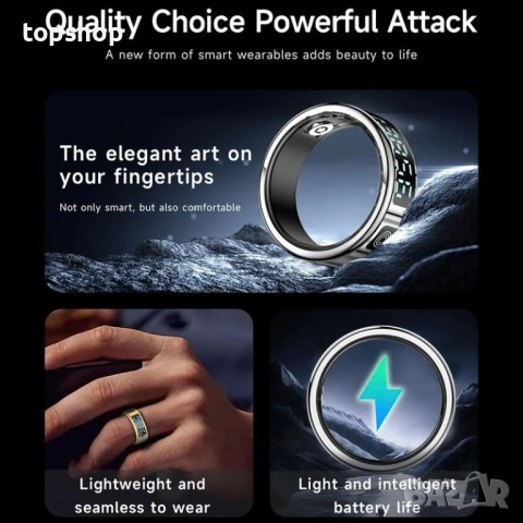 НОВ Смарт Пръстен SR08 с OLED Дисплей – Пулс, Кръвна Кислород, Сън, Водоустойчив, Размер 12 ..., снимка 4 - Пръстени - 53216758