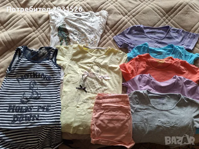 Комплект тениски , туника и къси панталони за момиче 140см