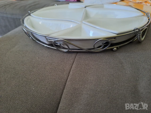 Луксозен италиански порцеланов сет за ордьоври, разядки и др., снимка 4 - Прибори за хранене, готвене и сервиране - 50877286