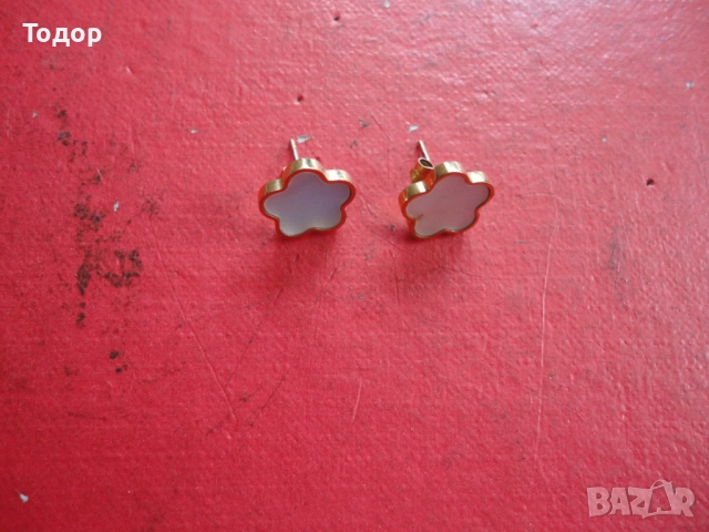 Позлатени обеци обици със седеф, снимка 8 - Обеци - 52678323