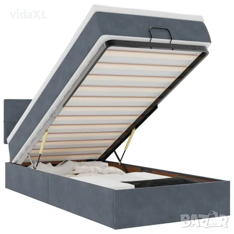vidaXL Османска легло с матрак, тъмносиво, 90x200 см, кадифе