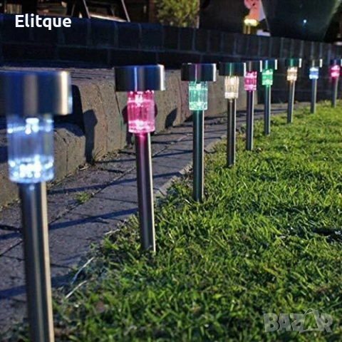 Комплект от 6 броя соларни градински LED лампи за алеи и зони