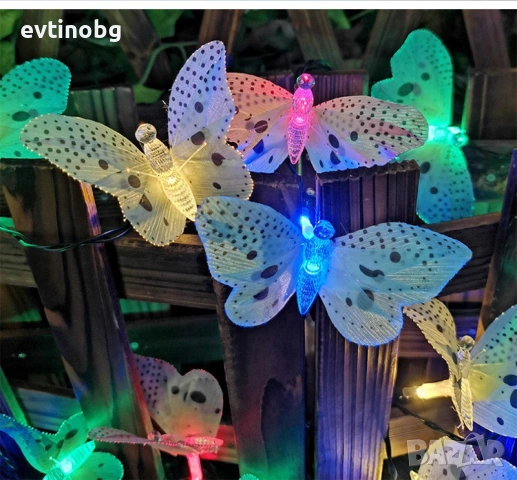 Верига от LED лампички за градината  с пеперуди, 12 лампи, снимка 5 - Градински мебели, декорация  - 53857943