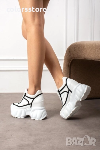 Кецове на платформа - бяло с черно - PA720 