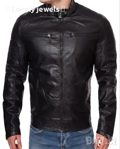 Мъжко черно  кожено яке 