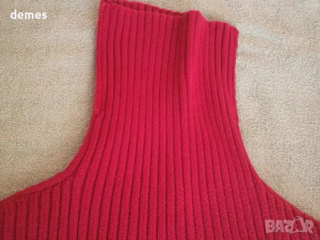 Блуза Bershka винено червена поло яка цвят размер L/40, снимка 4 - Блузи с дълъг ръкав и пуловери - 48273471