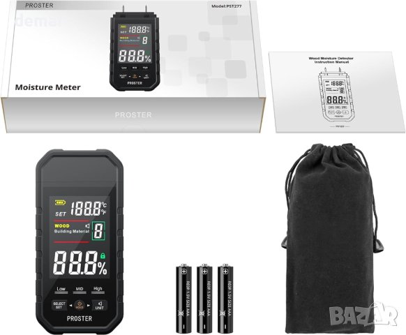 Proster Детектор за влага с LCD екран с измерване на температурата, снимка 8 - Други - 42127112