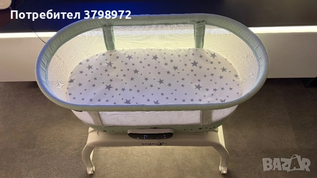 Кошара-люлка с LED дисплей "Sogno" зелен, снимка 3 - Кошарки - 53064253