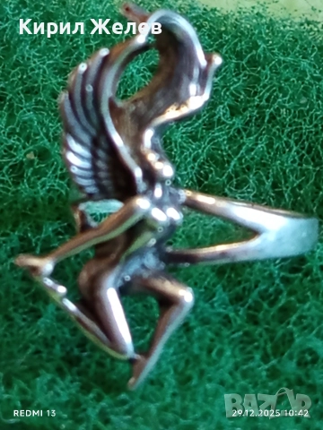 Дизайнерски сребърен пръстен с ФЕЯ майсторска ръчна изработка 27705, снимка 4 - Пръстени - 52925708