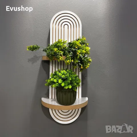 Дъбова Декоративна Стенна Етажерка бяло 54x20 см