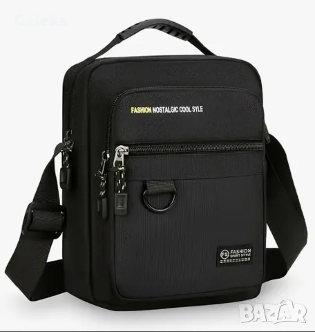 Компактна, Елегантна и Стилна Мъжка универсална черна чанта с презрамки!, снимка 4 - Чанти - 50222812
