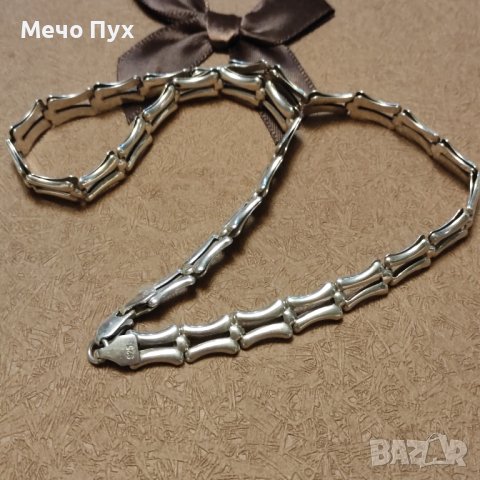 Сребърно полутвърдо колие (267), снимка 9 - Колиета, медальони, синджири - 44424383