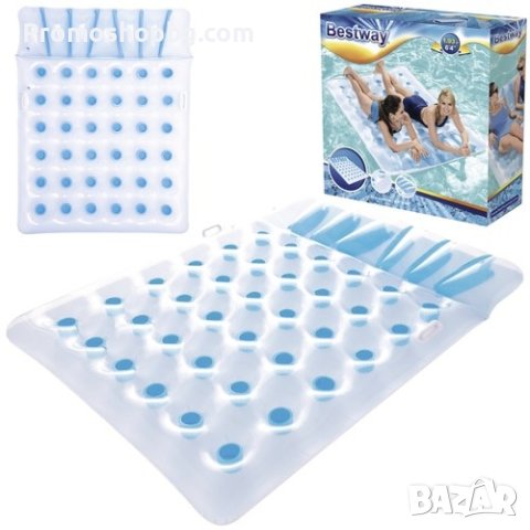 Двоен плажен матрак 193х142 см BESTWAY, надуваем дюшек, плажно легло за двама, снимка 2 - Басейни и аксесоари - 41344502