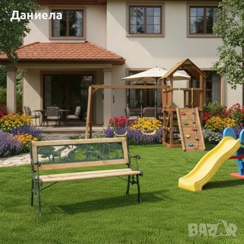 Градинска пейка за деца 82x39x50 см - здрава, безопасна и стилна, снимка 5 - Градински мебели, декорация  - 53566494