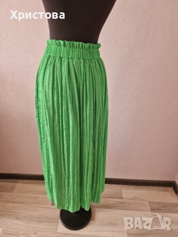 Ефирна зелена пола с миди дължина солей - 24,00лв., снимка 3 - Поли - 41591241