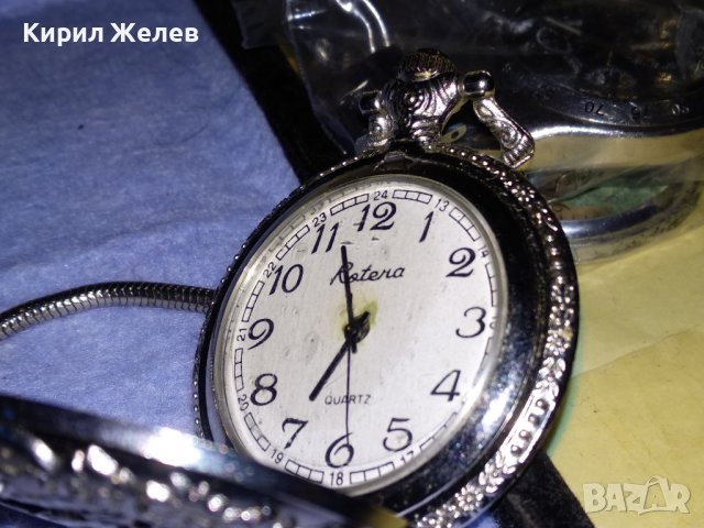 RATERA QUARTZ СРЕБРИСТ ВИНТИДЖ ДЖОБЕН КВАРЦОВ ЧАСОВНИК с ЛОКОМОТИВ на КАПАКА и КЮСТЕК ВЕРИЖКА 22060, снимка 10 - Джобни - 39896905