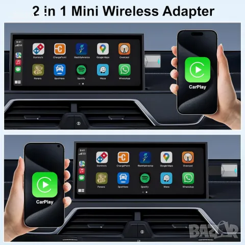 Мини безжичен CarPlay адаптер, конвертиране на кабелен в безжичен CarPlay, снимка 7 - Аксесоари и консумативи - 49988390