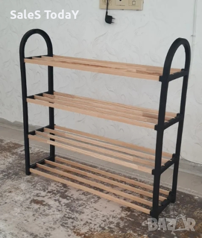 Стелаж за обувки, рафт, поставка, с 4 рафта, 64х18х64см, снимка 5 - Етажерки - 38313894