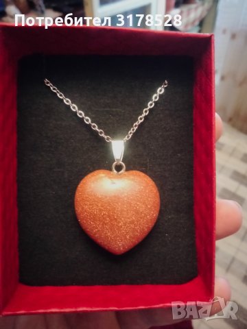 Голямо сърце от авантюрин , снимка 4 - Колиета, медальони, синджири - 39698936