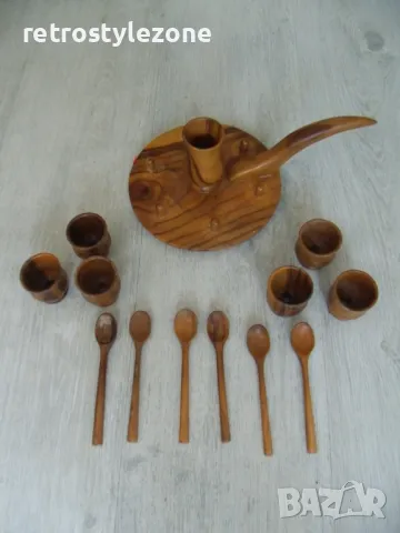 № 7869 стар дървен комплект / сет за яйца , снимка 3 - Други ценни предмети - 48983447