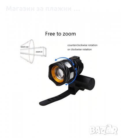 ФАР ЗА ВЕЛОСИПЕД T6 1600LM С USB ЗАРЕЖДАНЕ - код ZK30, снимка 8 - Аксесоари за велосипеди - 34207968