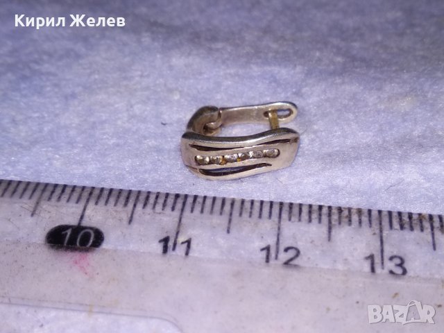 СТАРА СКЪПОЦЕННА СРЕБЪРНА ОБЕЦА СРЕБРО 925 с АНГЛИЙСКА ЗАКОПЧАЛКА и ФАСЕТИРАНИ ЦИРКОНИ 38684, снимка 3 - Обеци - 41741501