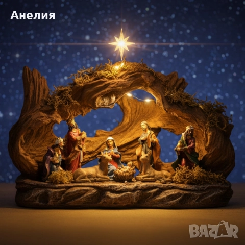 Коледна сцена "Рождество Христово"-готов комплект с ясли, снимка 2 - Други - 52064630