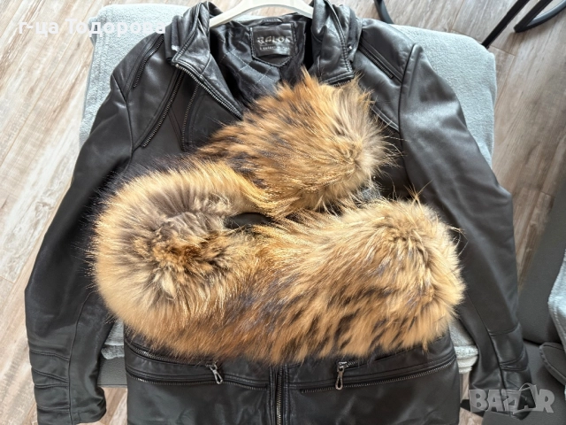 Дамско кожено яке.Естествена агнешка кожа с лисица, снимка 12 - Якета - 52209791