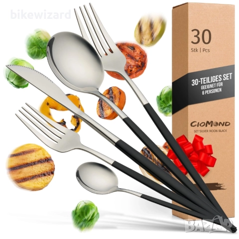 CioMond Silver Moon Black комплект прибори за хранене от 30 части за 6 души НОВИ, снимка 1