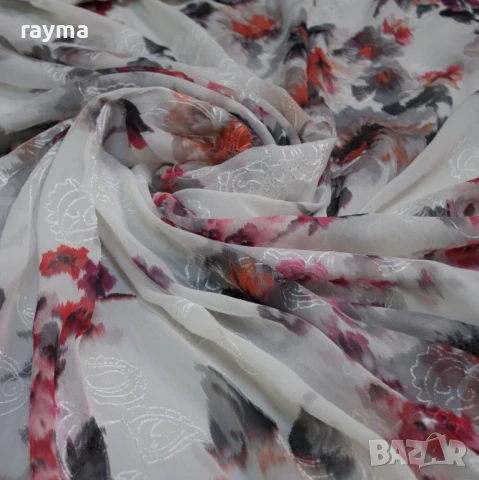 -40% Плат Robero Cavalli бродиран копринен шифон принт, снимка 6 - Рокли - 51428920