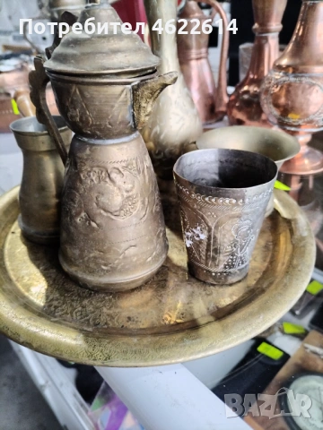 ЛОТ ОТ БРОНЗОВИ СЪДОВЕ С ПОДНОС. , снимка 2 - Антикварни и старинни предмети - 53339486