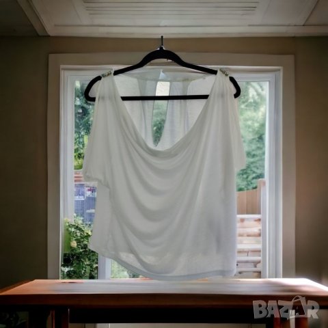 Guess дамски бял топ, блуза с къс ръкав, S размер , снимка 2 - Корсети, бюстиета, топове - 40532307