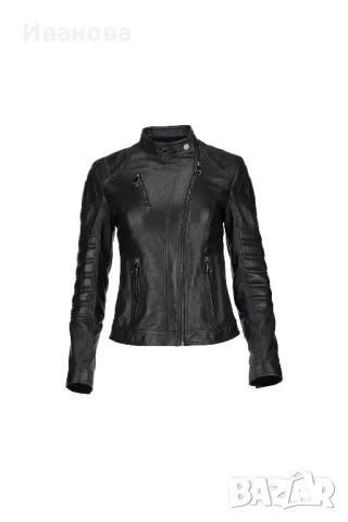 Черна рокерия. Кожено яке висок клас естествена кожа