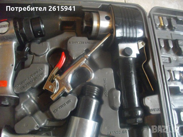 Немски Комплект 4 бр. Пневматични Инструменти-Пневматичен Ексцентър Виброшлайф/Секач Къртач/Обдухвач, снимка 10 - Други инструменти - 42097313