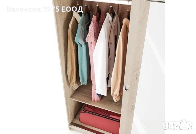 Гардероб с плъзгащи врати Сити 1009 комбинация бяло/ арвен, сонома или орех, снимка 4 - Гардероби - 46495311