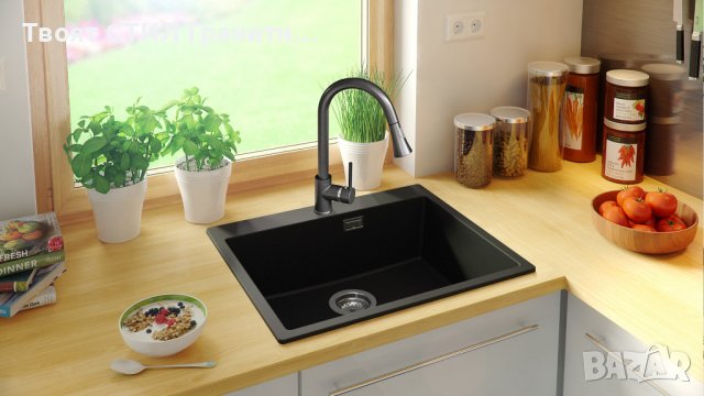 най-добрата мивка Кухненска Мивка гранит Осло 60 XL 500 x 590 mm Черна, снимка 7 - Други - 40543121