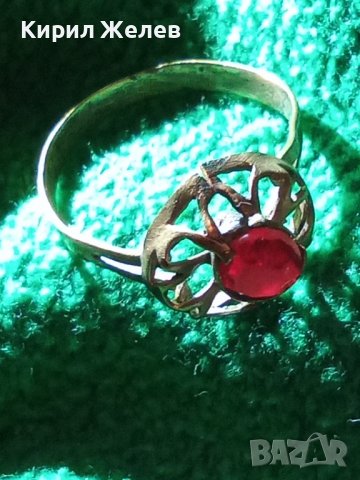 СТАРИНЕН МЕДЕН с ПОЗЛАТА СКЪПОЦЕНЕН РЕТРО ПРЪСТЕН с ГРАНАТ РЪЧНА МАЙСТОРСКА ИЗРАБОТКА 19694