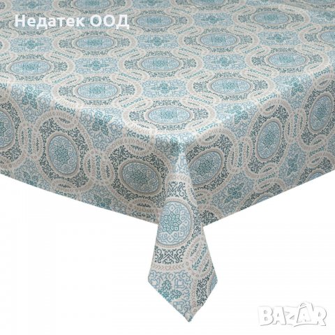 Покривка за маса Blue Frame Designs, 140х140см, бежов/син