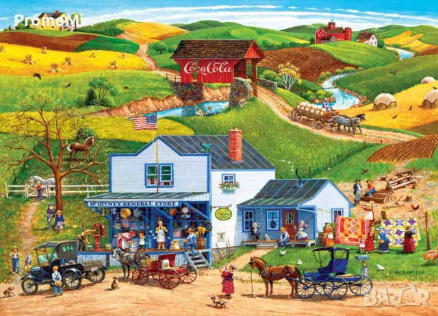 Пъзел Master Pieces 72027 1000 части Galeria Hometown Mcgiveny's Country Store американско градче , снимка 5 - Игри и пъзели - 50374794