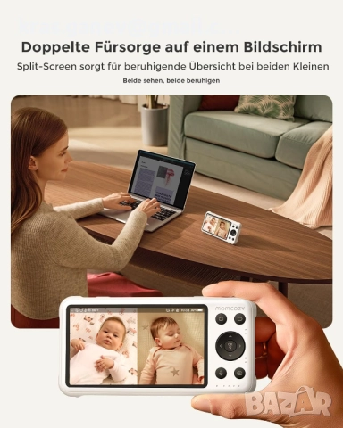 5-инчов WiFi видео бебешки монитор с камера и аудио momcozy, снимка 5 - Бебефони - 52190224