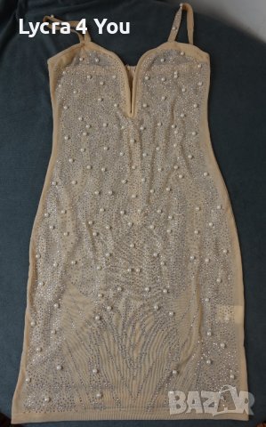 S/M дамска официална къса рокля покрита с перли, снимка 5 - Рокли - 44298945