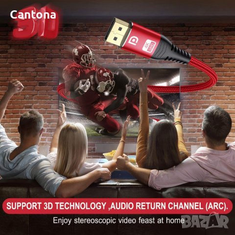 4K DisplayPort кабел 2 метра, DP 1.2 [4K@60Hz, 2K@165Hz, 2K@144Hz], позлатен найлонов плетен, съвмес, снимка 7 - Кабели и адаптери - 39259788