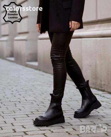 Равни боти - черна ЕСТЕСТВЕНА кожа - 5349 , снимка 2 - Дамски боти - 53025643