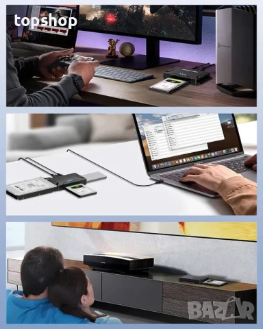 USB 3.0 към IDE и SATA адаптер, четец на твърди дискове универсален 2,5"/3,5" инчов HDD/SSD 12V/2A, снимка 2 - Друга електроника - 50511250