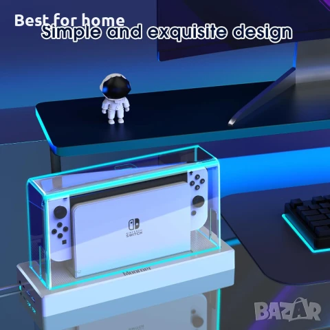 Калъф за докинг станция Mooroer с 16 LED цвята и светлинна основа за Nintendo Switch/OLED, снимка 6 - Аксесоари - 50664294