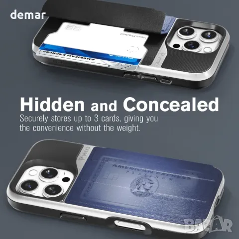 Калъф VENA vCommute за iPhone 16 Pro Max, със слот за карти и стойка - син, снимка 3 - Калъфи, кейсове - 47661570