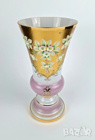 Ръчно рисувана бохемска ваза, снимка 2 - Вази - 53235743