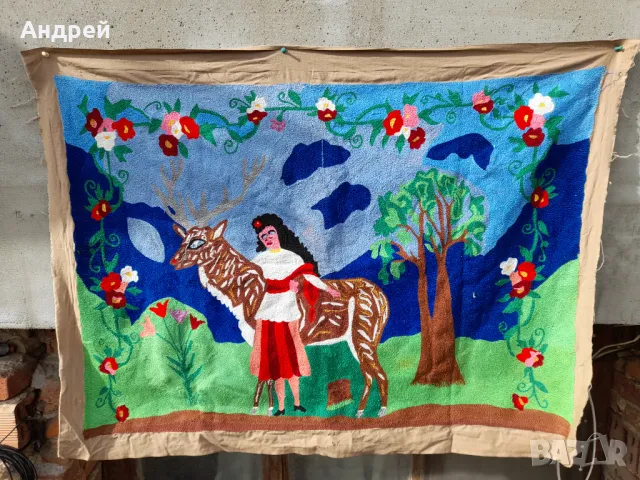 Старинен фъкан ковьор,покривка за стена #284, снимка 2 - Антикварни и старинни предмети - 49862483