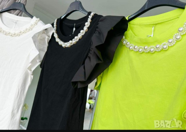 Хит !Блузка с ефектно колие , снимка 5 - Тениски - 40441204